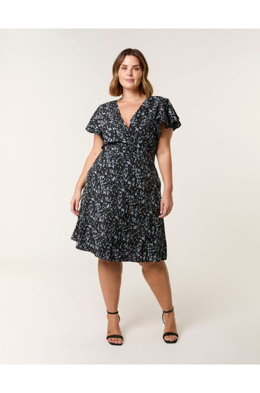 Curve Frill Sleeve Mini Dress