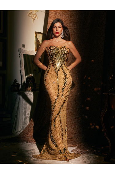 Aeris Acrylic Split Maxi Dress