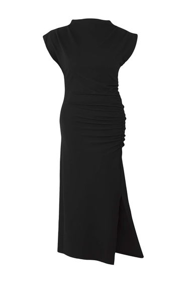 Black Crepe Knitted Plus Size Dress