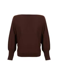 Brown Wide Fit Yarasakol Boat Neck Knitwear Sweater - 3