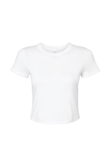 Bella + Canvas Womens/Ladies Micro-Rib Crop T-Shirt - Solid White