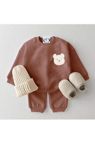 Baby Bear Print Sweatshirt and Pants Set