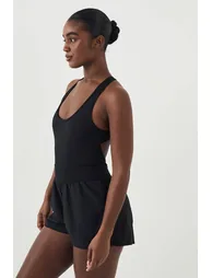 أفرول رياضة ضيق للركض بتقاطع خلفي بطبعة شعار - أسود - 2