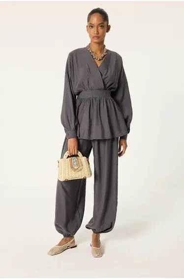 PEPLUM TUNİC AND HAREM PANTS 2-PİECE SET
