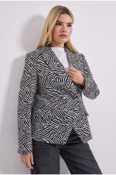 Zebra printed Double Breasted Blazer