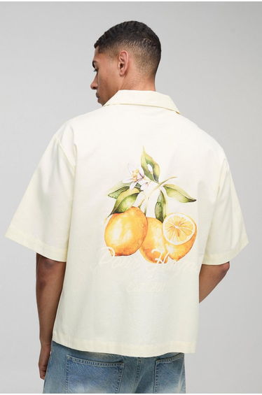 Oversized Lemon Printed Revere Shirt