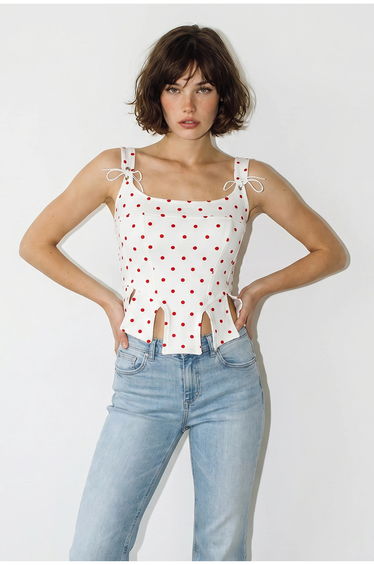LUCCI Women's Cropped Polka Dot Corset Top