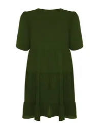 Green Woven Flounce Dress - 4