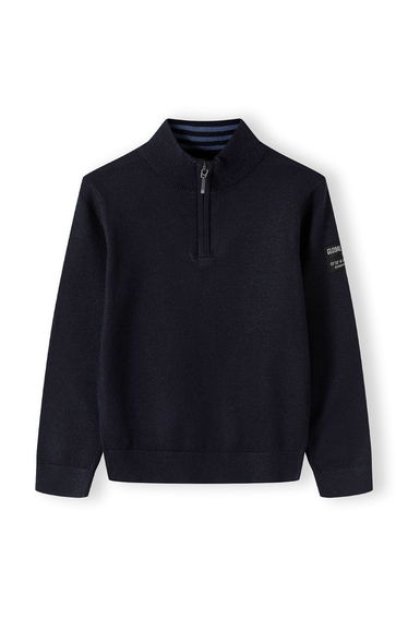 Boys Half zip jumper with ribbed edges and stand collar