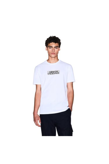 Armani Exchange Mens Logo T-Shirt - White/Gold