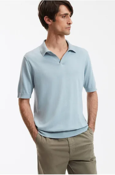 Short Sleeve Polo Shirt with V-Neck