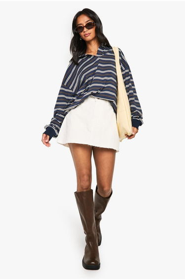 Petite Denim Mini Skirt - ecru