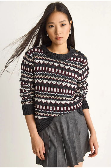 LUCCI Ethnic Patterned Knit Sweater