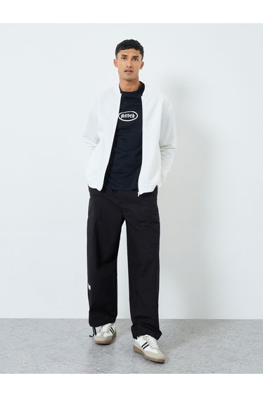 Men White Number Print Zip-Up Bomber Jacket