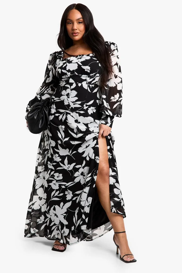 milkmaid dress plus size Womens Smocked Summer Midi Dresses Puff Sleeve Floral Cute Square Neck Featuring a lightweight boohoo Women's Plus Size Burnout