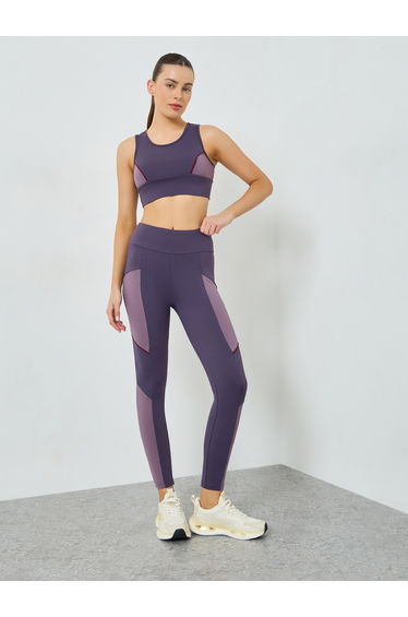 COLOURBLOCK CONTRAST PIPING SPORTS BRA & ACTIVE LEGGING SET