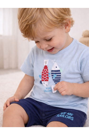 Baby Boys Fish Graphic T-Shirt and Shorts Set
