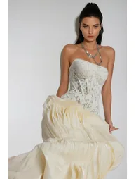 Blerta Strapless Corset Mesh Maxi Dress - 3