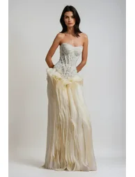 Blerta Strapless Corset Mesh Maxi Dress - 2