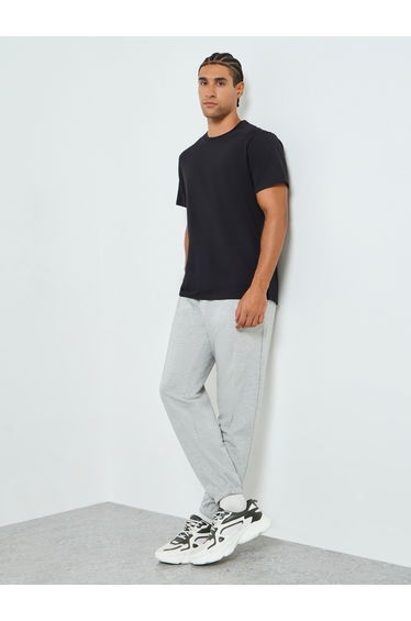 Men Grey Solid Joggers with Pintuck Detail