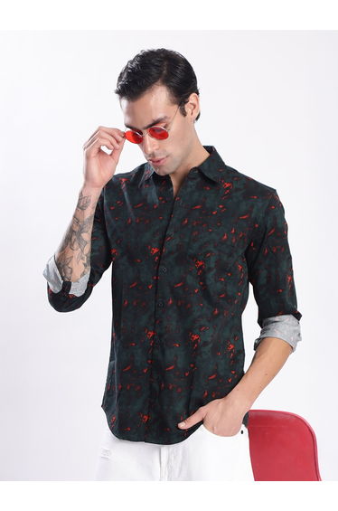Men All Over Print Slim Fit Shirt