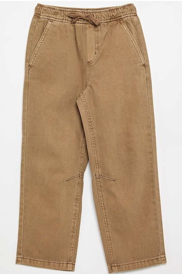 Relaxed Fit Trousers with Elasticated Waist BROWN