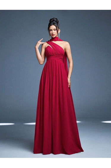 Leely Elegant One Shoulder Sleeveless Party Dresses