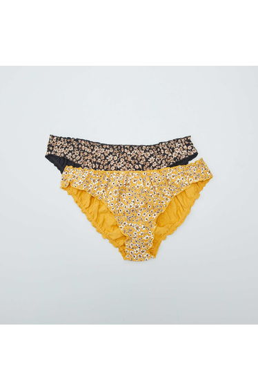 Pack of 2 printed bloomer-style briefs YELLOW