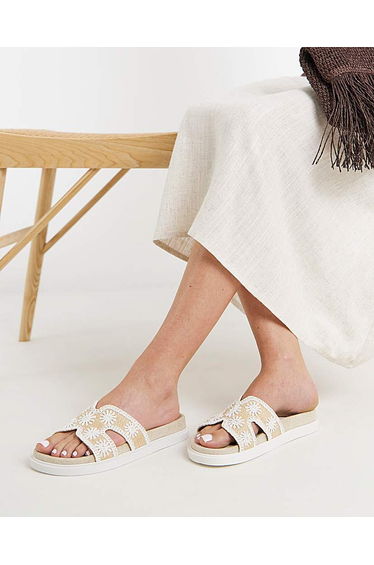 Embroidered Woven Sandals Extra Wide