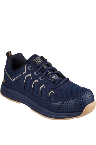 Skechers Mens Malad II Safety Trainers - Navy/Tan