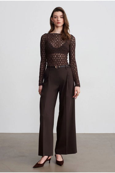 Dilvin High-waist Wide-leg Crepe Trousers
