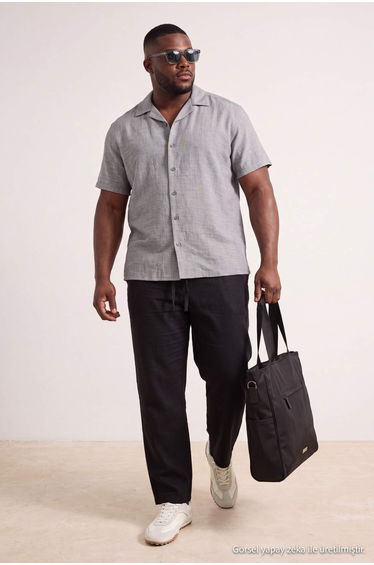 Gray Regular Men's Large Size Shirt