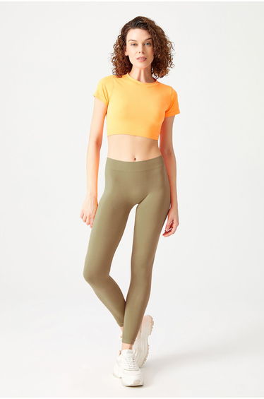 Khaki Flexible and Recovery Sports Tights Basic Seamless