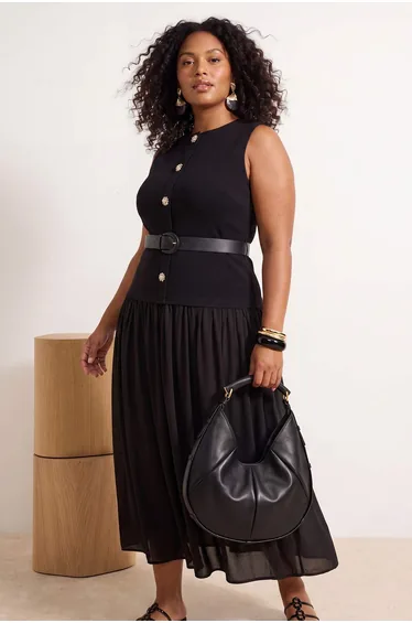 Black Woven Plus Size Dress
