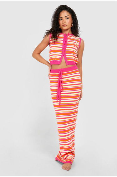 Petite Stripe Knit Maxi Skirt - multi
