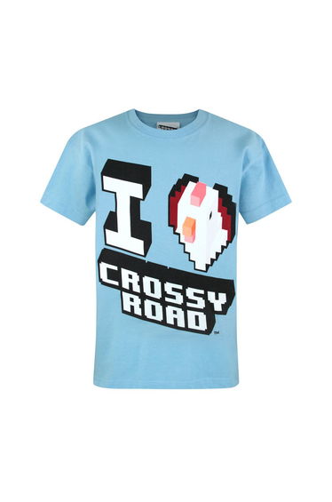 Crossy Road Childrens/Boys Official I Love Crossy Road Short Sleeved T-Shirt - Light Blue
