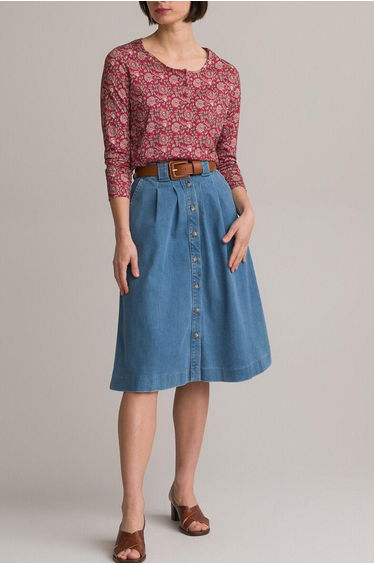 Denim Mid-Length Skirt