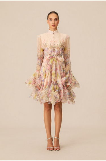 Lana Floral Print Flared Mini Dress