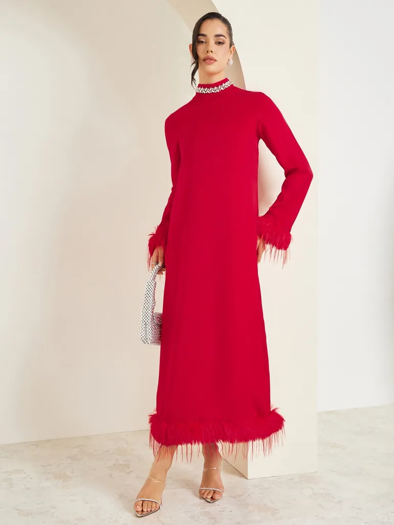 red embellished midi dress Bardot Braya Sequin-embellished Midi Dress