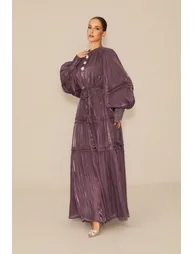 فستان ماكسي بأكمام منفوخة - أرجواني - 4