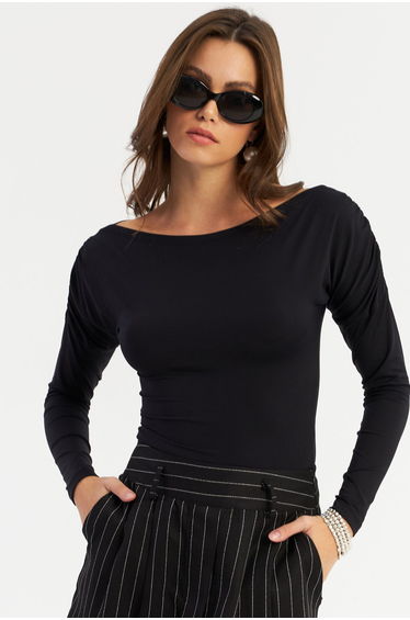 Women's Black Pleated Blouse
