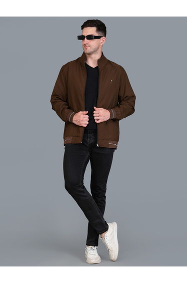 Men Brown Windbreaker Jacket