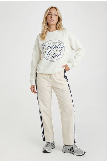 Hamptons Country Club Printed Oversized Sweatshirt - ecru