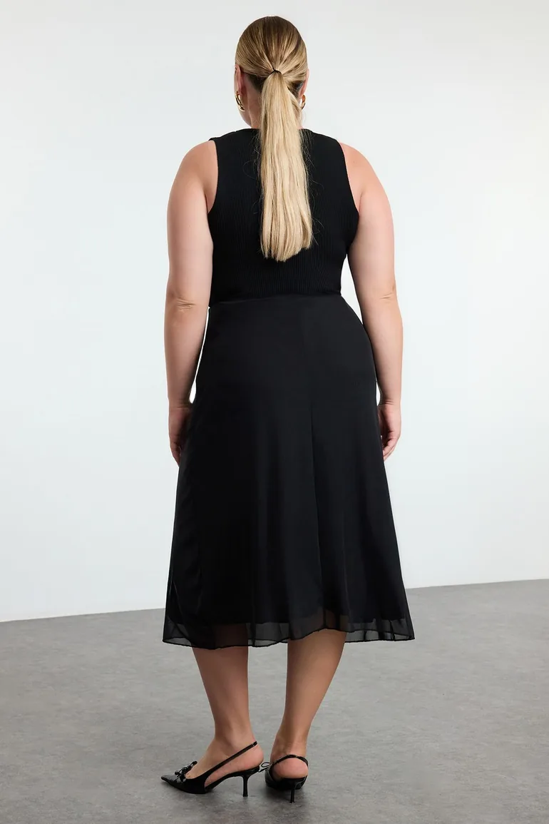 Black Plus Size Tulle Knitted Skirt Trendyol Curve Black : Skirts :  VogaCloset Libya