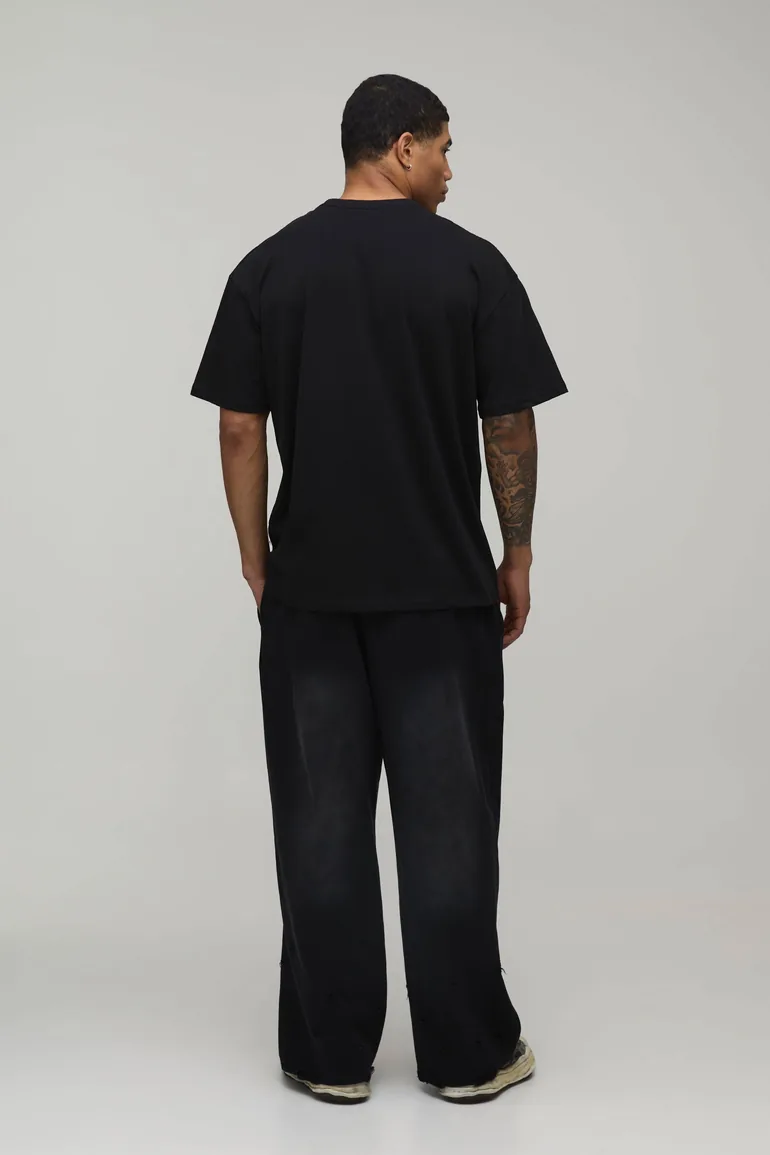 Oversized Tape Graphic T-Shirt - black - 1