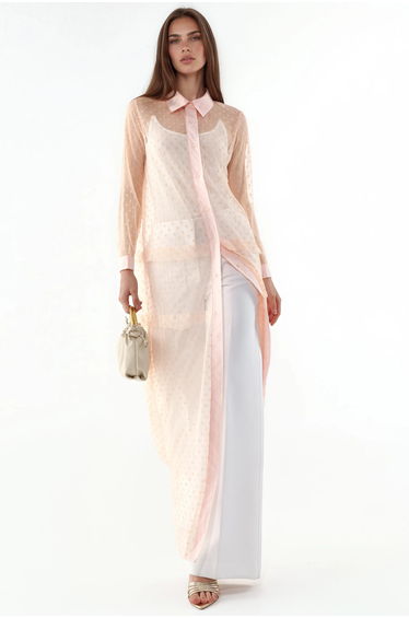 MSN Maxi Polka Dot Chiffon Beach Cover-Up