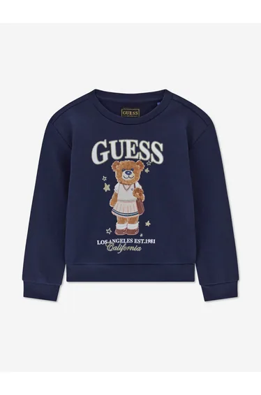Guess Girls Bear Logo Sweatshirt in Navy