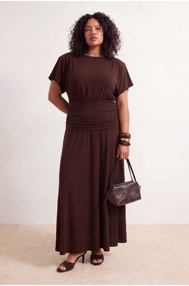 Brown Knitted Plus Size Dress
