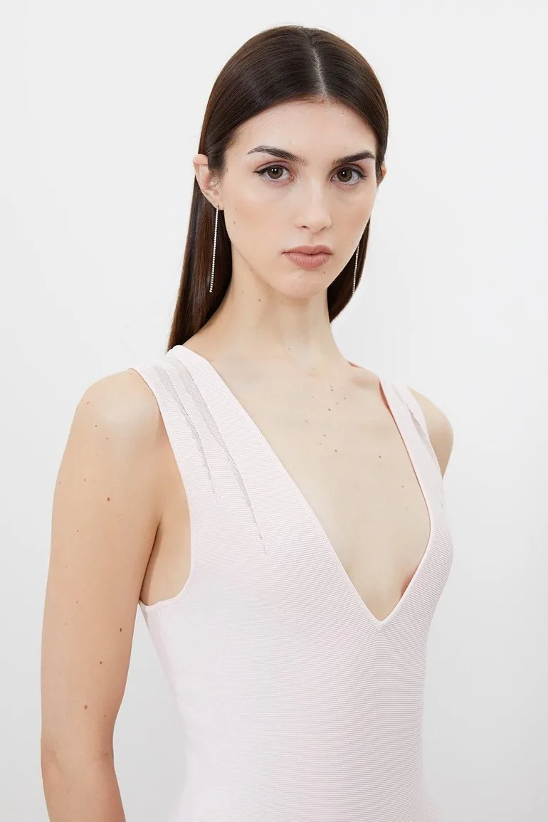 viscose blend sheer skirt maxi knit dress Rent Karen Millen Viscose Blend Knit Halter Neck Sheer Skirt Midaxi Dress