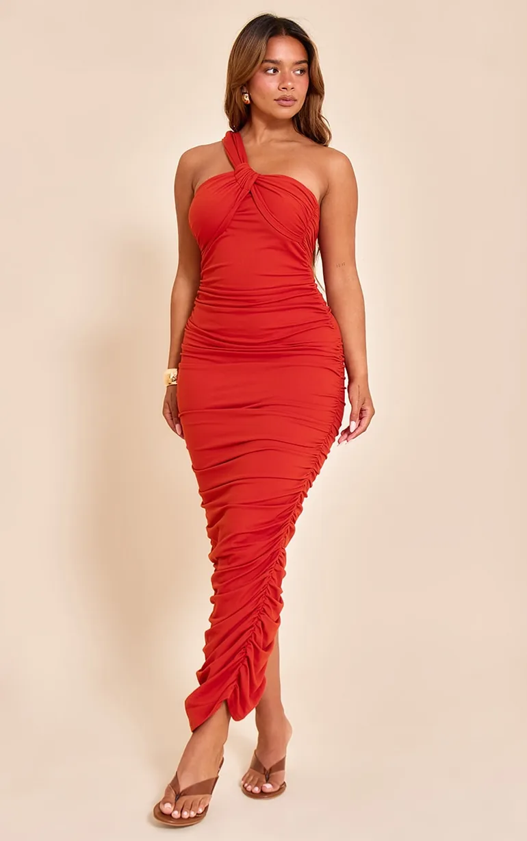 rust color dress for wedding guest Unique Rust Satin Bridesmaid Dresses Mermaid Long Wedding Guest Dress, –  SofieBridal